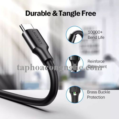 Ugreen 60225 3m 2.0 màu trắng cáp Usb ra Type C sạc và truyền dữ liệu US287 30060225